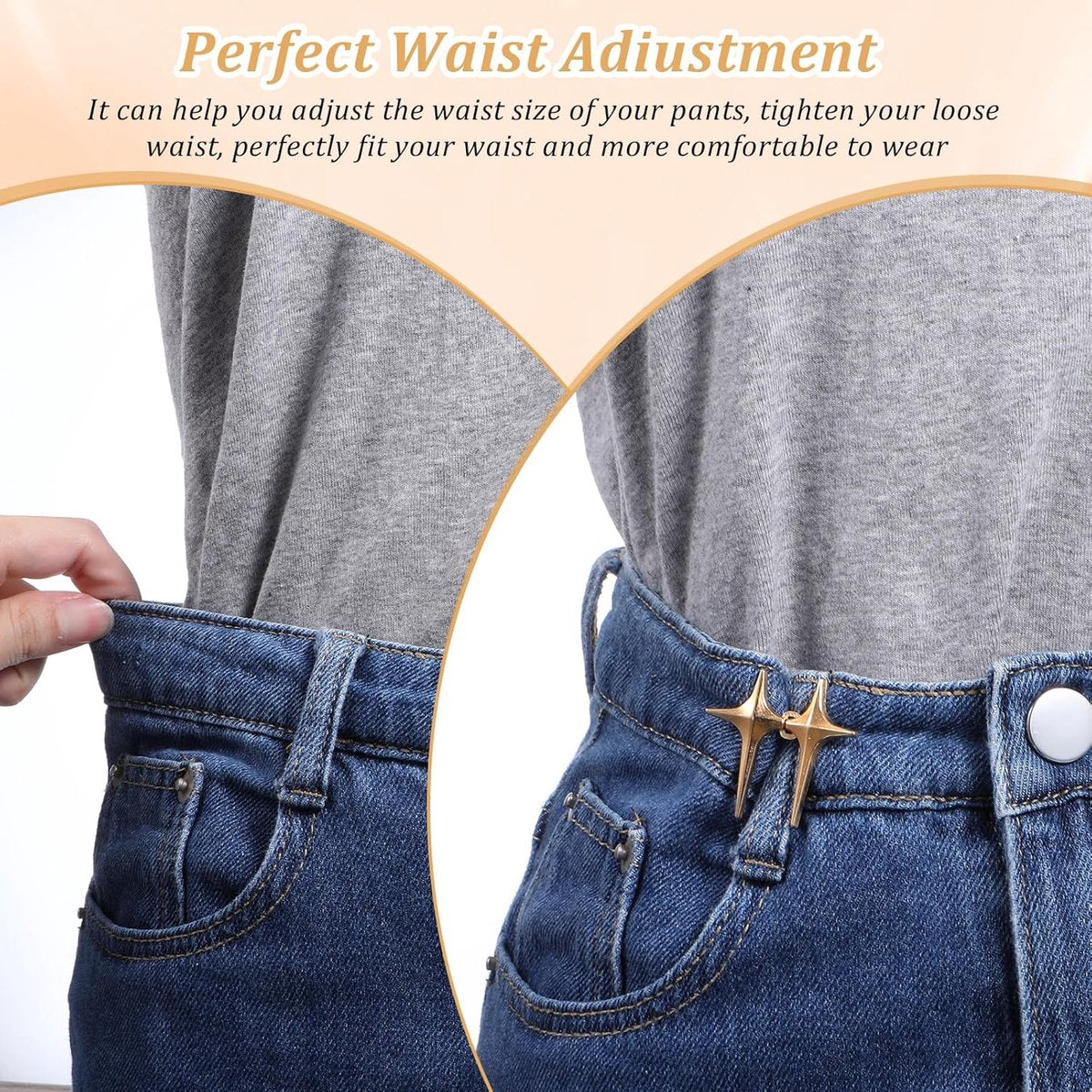 12 Pieces - Waist Extender - Tightening Button Adjuster Buttons - Star Trouser Waist Buckle - Adjustable Waistband Clips - Trouser Waist Reinforcement - Star-Shaped Jeans Shortening Buttons - Adjustable Button Trousers - Universal