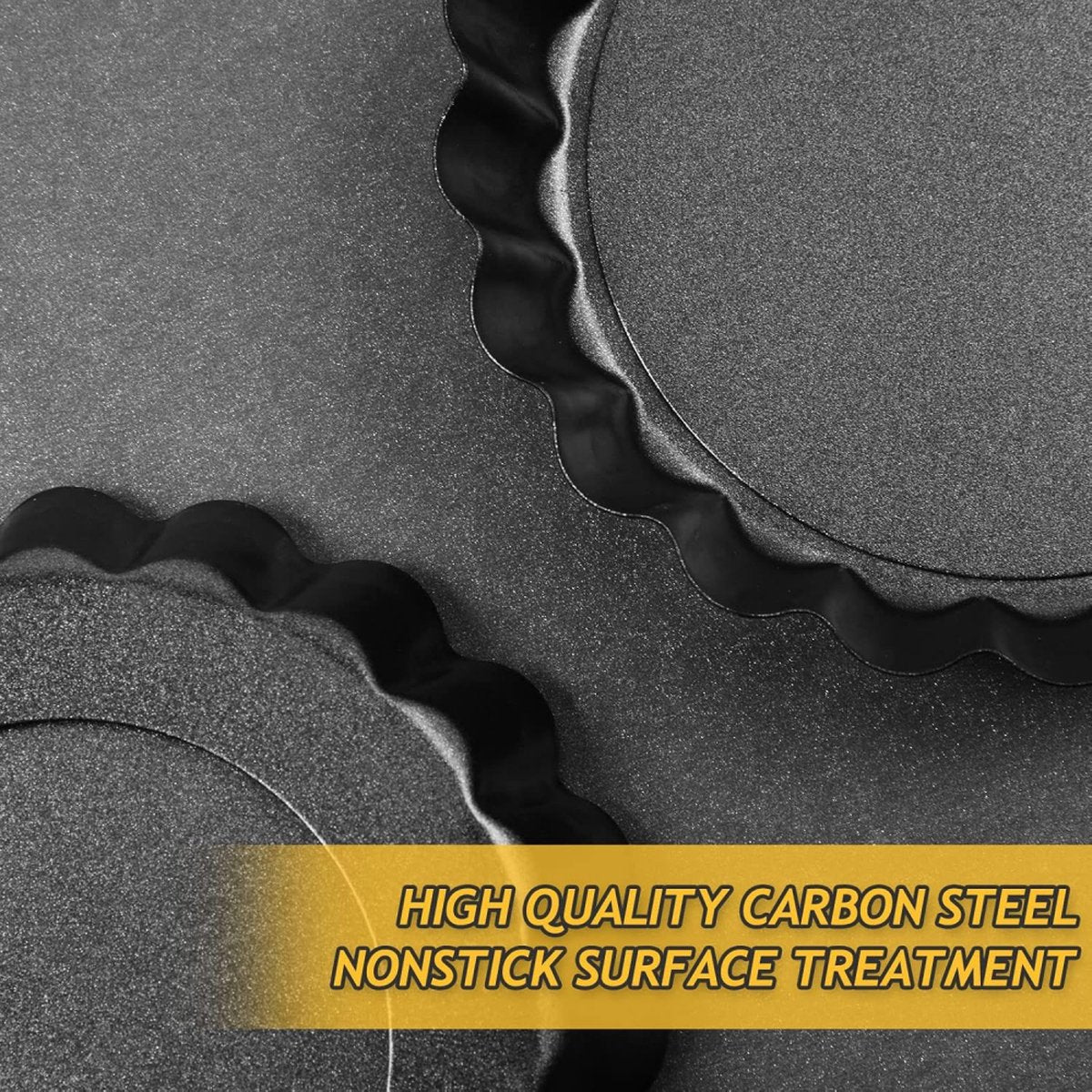 Quiche Pans - Set of 4 - Diameter 10 cm - Quiche Pan with Removable Base - Quiche Baking Pan - Tart Pan with Non-stick Coating - Removable Base - Bake Evenly - Cake Pan - Baking Pan - Baking Tin - Quiche Tart Pan Tin - Dishwasher Safe - Black