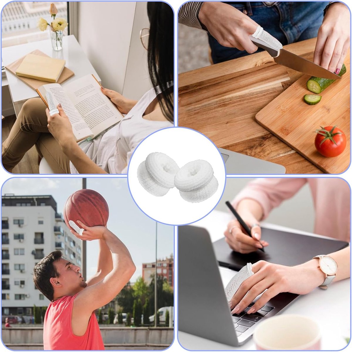 Finger condom - Finger buddy - Long finger bandage - Finger protectors - Engraved anti-cut finger pads - cut finger pads - Finger protection for injuries - Can be used in the kitchen, at work - 30 Pieces - white