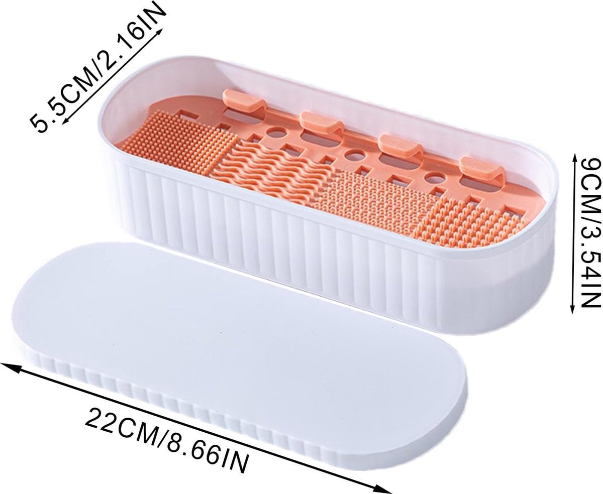 Brush Cleansing - Make-Up Brush Cleaner - Make-Up Brush Cleaner - Cleaner Tools - Cleaning Mat - Dryer - Silicone - Portable Washing Tool - For Cleaning Make-Up Brushes - Also Suitable For Make-Up Sponges - Women - White