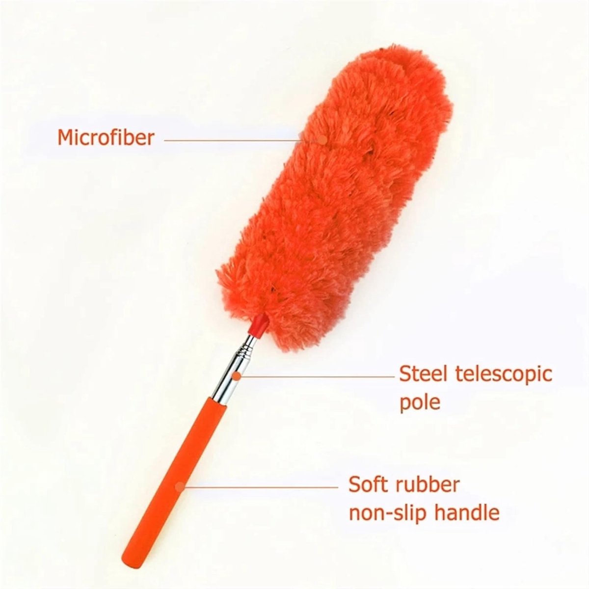 Telescopic Feather Duster - 5-Piece Cleaning Set - Feather Duster Extendable Up to 85 Cm - Cobweb Brush with Telescopic Handle - Duster - Dust Brush - Washable Microfiber - Rotatable - Electrostatic Adsorption - Hard-to-Reach Places