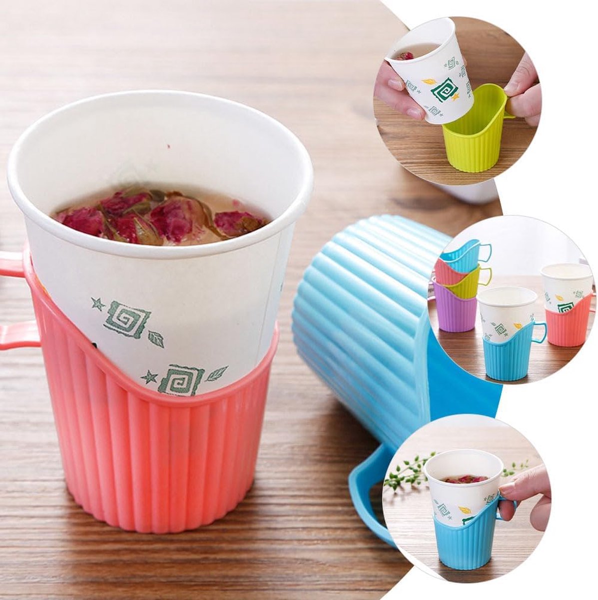 Cup Holders - 20 Pieces - Cup Holder - Burn Resistant - Heat Resistant Cup Cover Holder - Plastic - Stackable - Festival - Camping - Suitable for Disposable Cups - Multifunctional - Plastic - For Office/Home/Gym/Bathroom Use