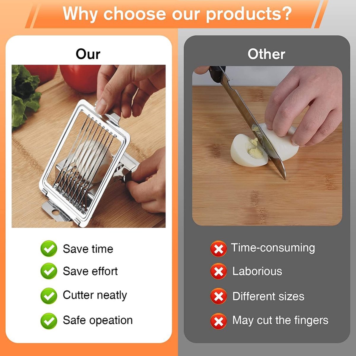 Egg Slicer - Multifunctional Egg Slicer - Stainless Steel - Mushroom Slicer - Dishwasher Safe - Slicer - Dicer - Kitchen Cutter - Hanging Holes - Anti-Slip - Gift Idea