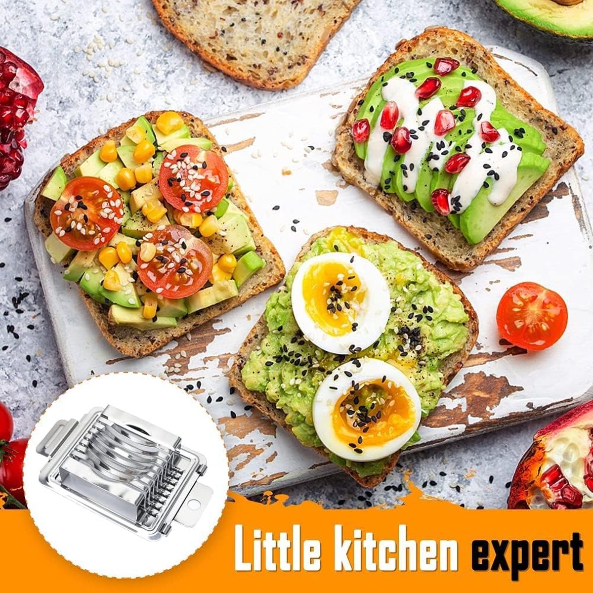 Egg Slicer - Multifunctional Egg Slicer - Stainless Steel - Mushroom Slicer - Dishwasher Safe - Slicer - Dicer - Kitchen Cutter - Hanging Holes - Anti-Slip - Gift Idea