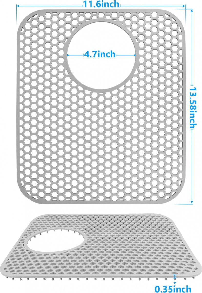 Sink Mat - Grey - 30 X 35 Cm - Kitchen Accessories - Sink Protector - Sink Mat - Washbasin Mat - Draining Mat - Countertop Mat - Silicone Coasters - Silicone - Anti-Scratch - Sink Accessories - For Sink, Cutlery And Glassware