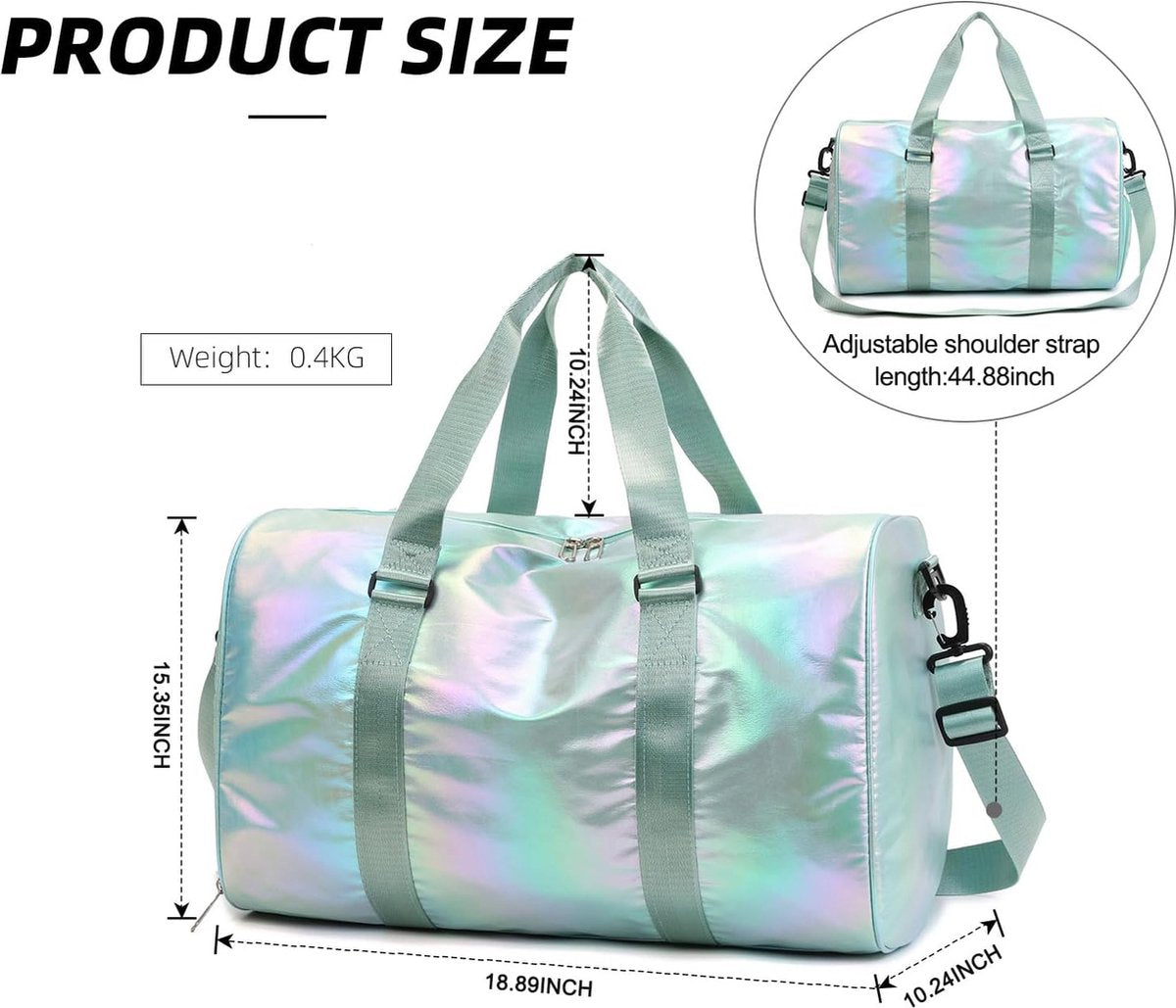 Dance Bag for Girls - Weekend Bag - With Shoe Compartment and Wet Compartment - Multifunctional - 48*26*39cm - Sports Bag and Backpack in 1 - Water-Repellent - Comfortable and Practical - Shoulder Bag - Duffel Bag - Take Your (Sports) Gear Everywhere in S