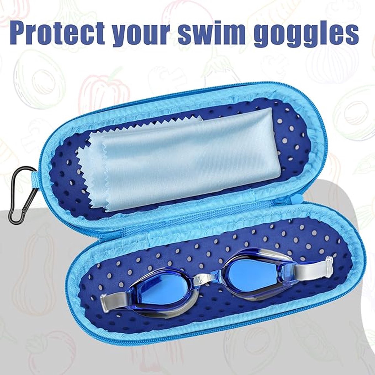 Glasses Case - Glasses Cover - Glasses Case - Glasses Pouch - Glasses Pouch - Swim Goggles Storage Case - Sunglasses Holder - Zipper - With Carabiner Hook - Stylish - Blue - Universal - 18*7.5*7.5cm