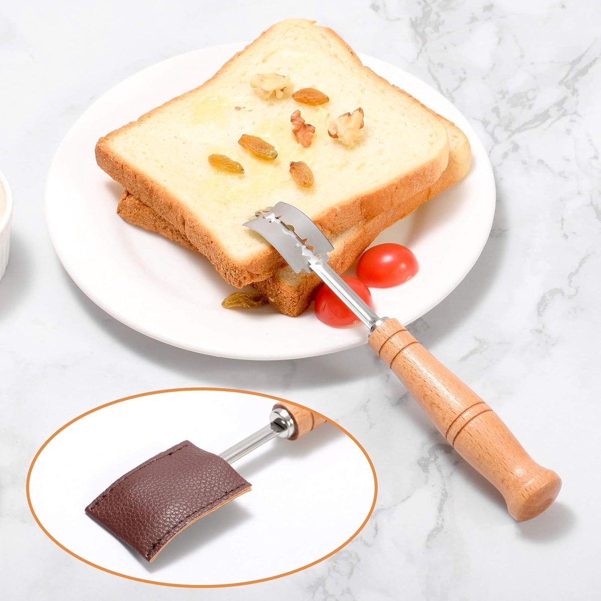 Dough Knife - Blade - Blade Knife - Dough Knife - Baguette Knife - With 5 Blades And Storage Case - Wooden Handle - Bread Knife - Baguette Knife - Baking Enthusiast