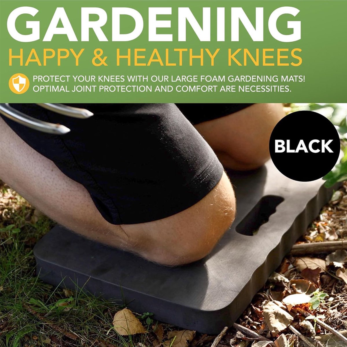 Garden Knee Pad - Extra Thick - Kneeling Mat - Knee Protector - Knee Cushion - Work Cushion - Knee Protection - Construction Protection - Garden Protection - Garden Aid - Garage - Yoga - 46x28x3.8 Cm - Black