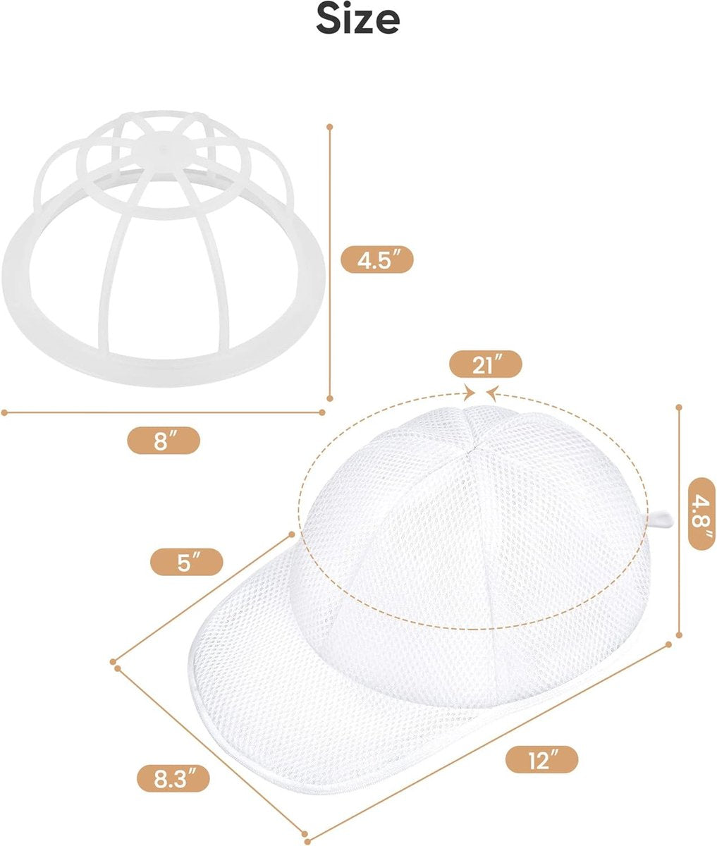 Cap Washer - Cap Washer With Holder And Mesh Bags - Cap Holder - Cap Washing - With Zipper - Cap Washer - Cap Cleaner - Ladies & Gentlemen's Caps - Baseball Cap - Cap - Cap - Cap Washing Holder - Keep Your Cap Clean And In Shape - For Every Cap