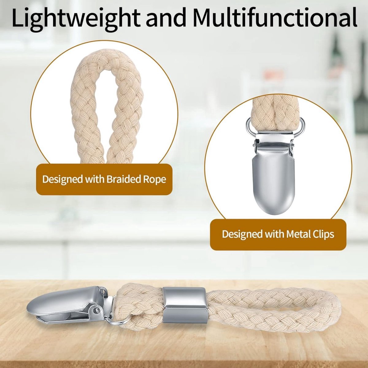 Towel Clips - 4 Pieces - Towel Hooks - Towel Holders - Small Towel Clips - Towel Clip - Towel Pegs - Tea Towel Clip - Hanging Hooks - Small Clips - Hanging - Beige - For Kitchen, Bathroom, Balcony, Cabinets