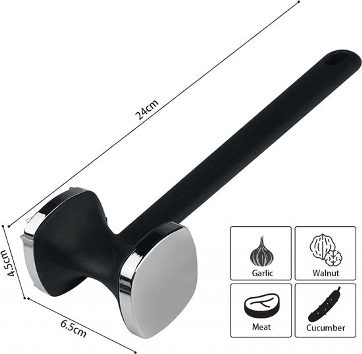 Meat Hammer - Meat Tenderizer - Hammer for Meat - Zinc Meat Beater - Meat Crusher - Meat Tenderizer - Ideal for Tenderizing Meat - Double-Sided - Hangable - Kitchen Utensils - BBQ Accessories - Black