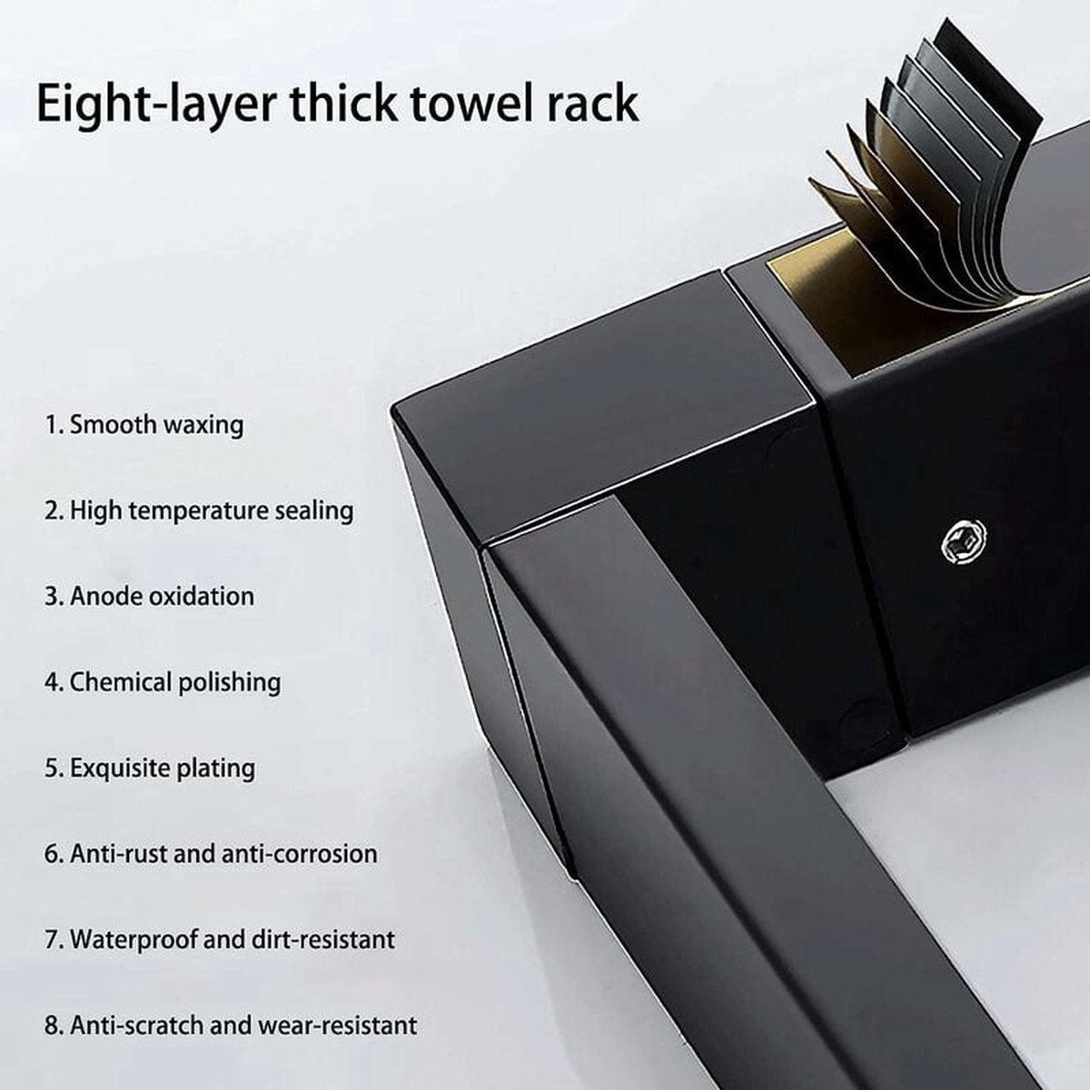 Towel Rack - 40 CM - Towel Bar - Bathroom Towel Rack - Bathroom Shelf - Double Bar - Self-Adhesive or Drill - Shower Rack - Towel Bar - Towel Holder - Aluminum - Black - Bathroom Accessories - Durable & Sturdy