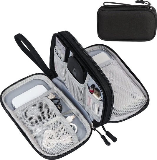 Cable Organizer Storage Bag 3 Layers - Cable Organizer Bag - Waterproof / Wear-Resistant - Cable Electronics Organizer - Cable Bag - Luxury Organizer For Cables And Accessories - Compact Cable Bag - Cable Organizer - Data Cable Organizer - Black - Travel