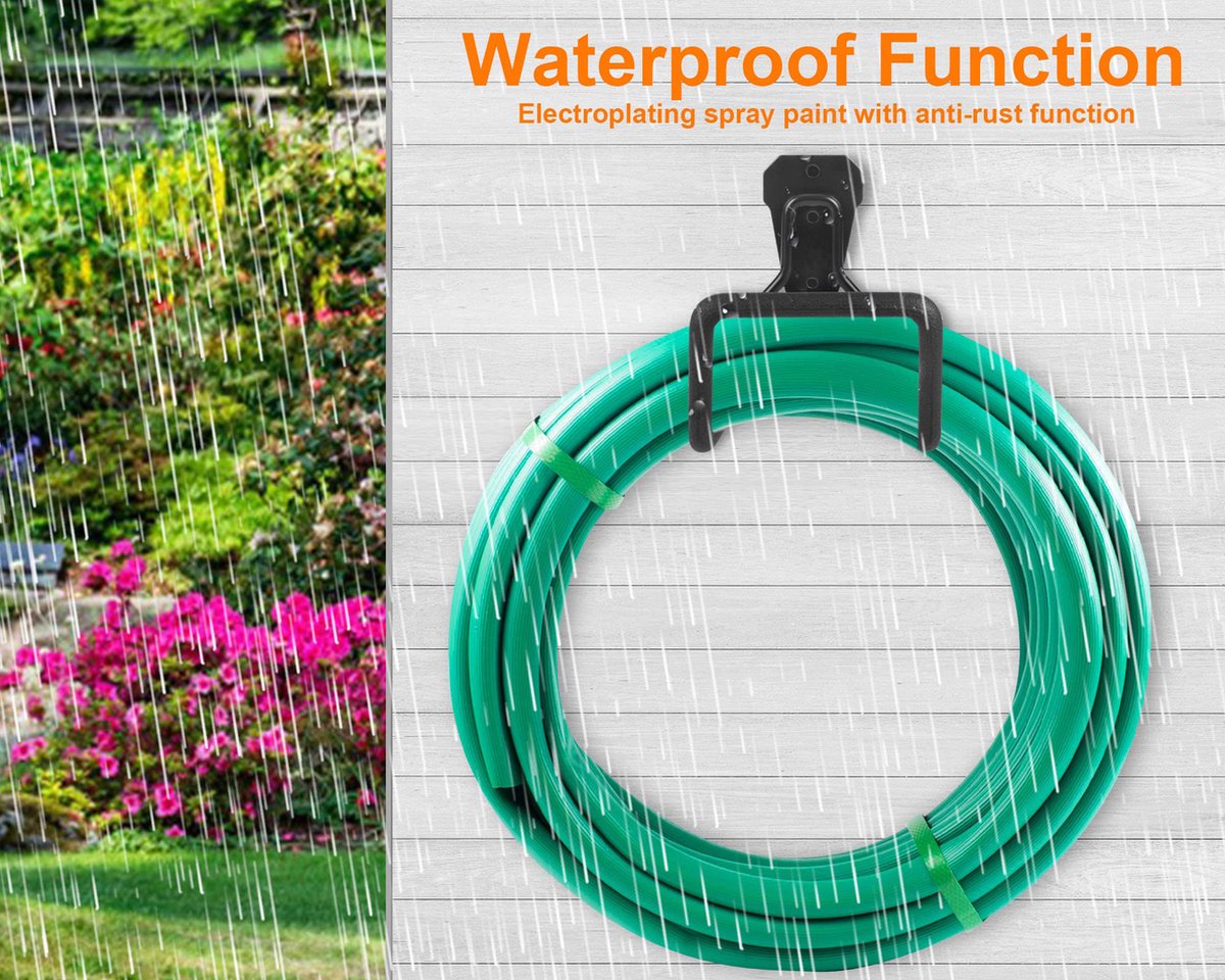 Garden Hose Holder - Metal Garden Hose Holder - Garden Hose Storage - Holder for Garden Hoses - Heavy Duty Wall Mount Watering Pipe Tube Storage Hanger - Wall-Mounted Water Hose Holder for Outdoor Garden - Black - 1 Piece