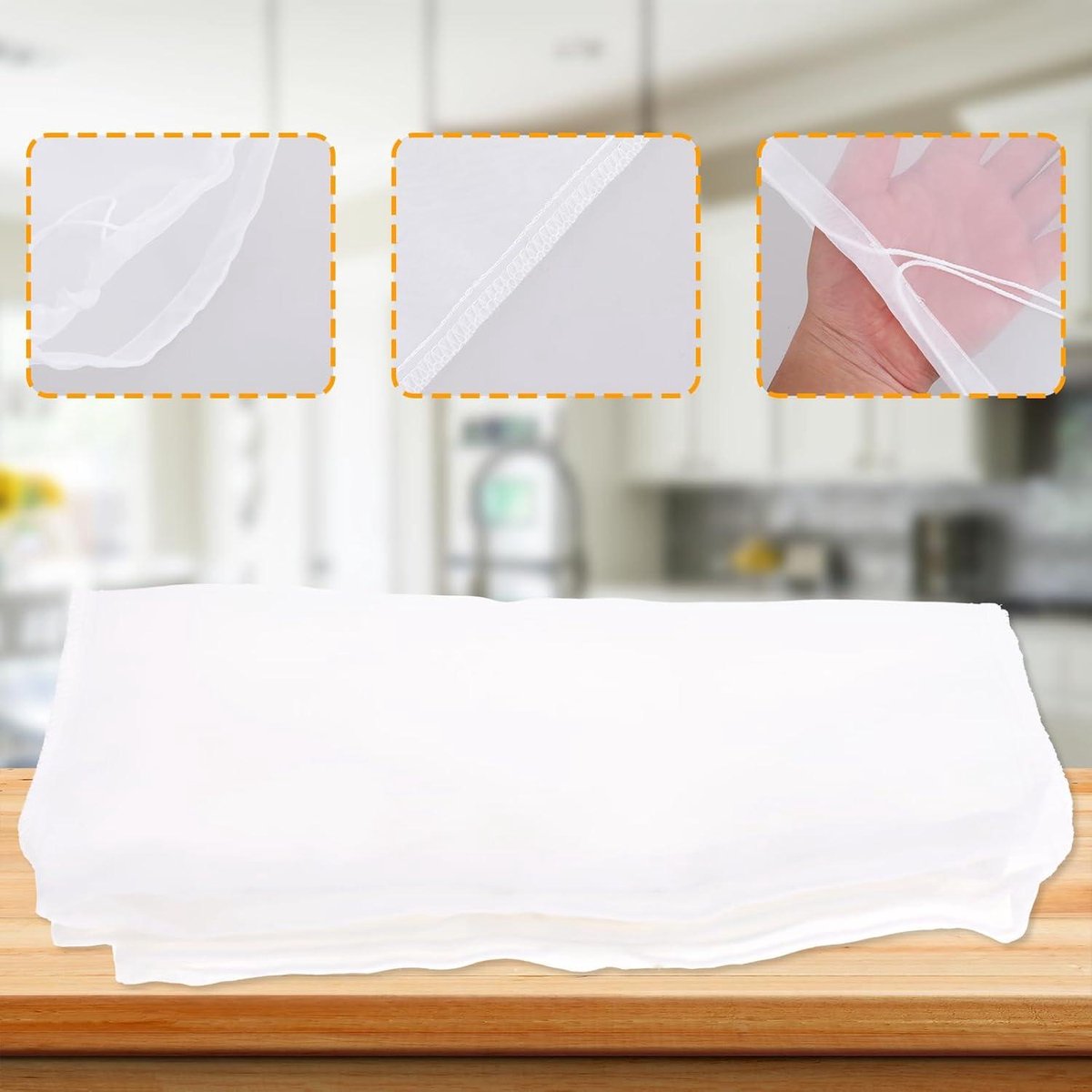 6 Pieces Nut Milk Bag for Straining 12"x10" Reusable Nylon Cheesecloth for Juice Coffee Yogurt Tea Milk Almond Soy Fine Mesh Filter Cheesecloth Bags