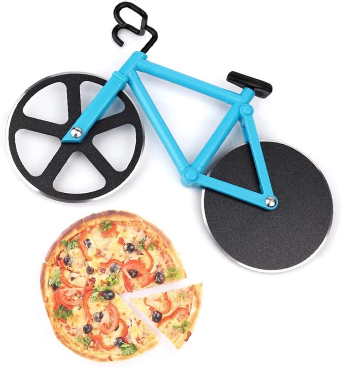 Pizza Cutter - Professional High Quality Bicycle Pizza Cutter - Creative Multifunctional Bicycle Pizza Knife - Pizza Bike - Pizza Knife - Pizza Accessories - With Non-Stick Coating - Party Pizza Cutter - Practical and Beautiful Decoration - Great Gift Ide