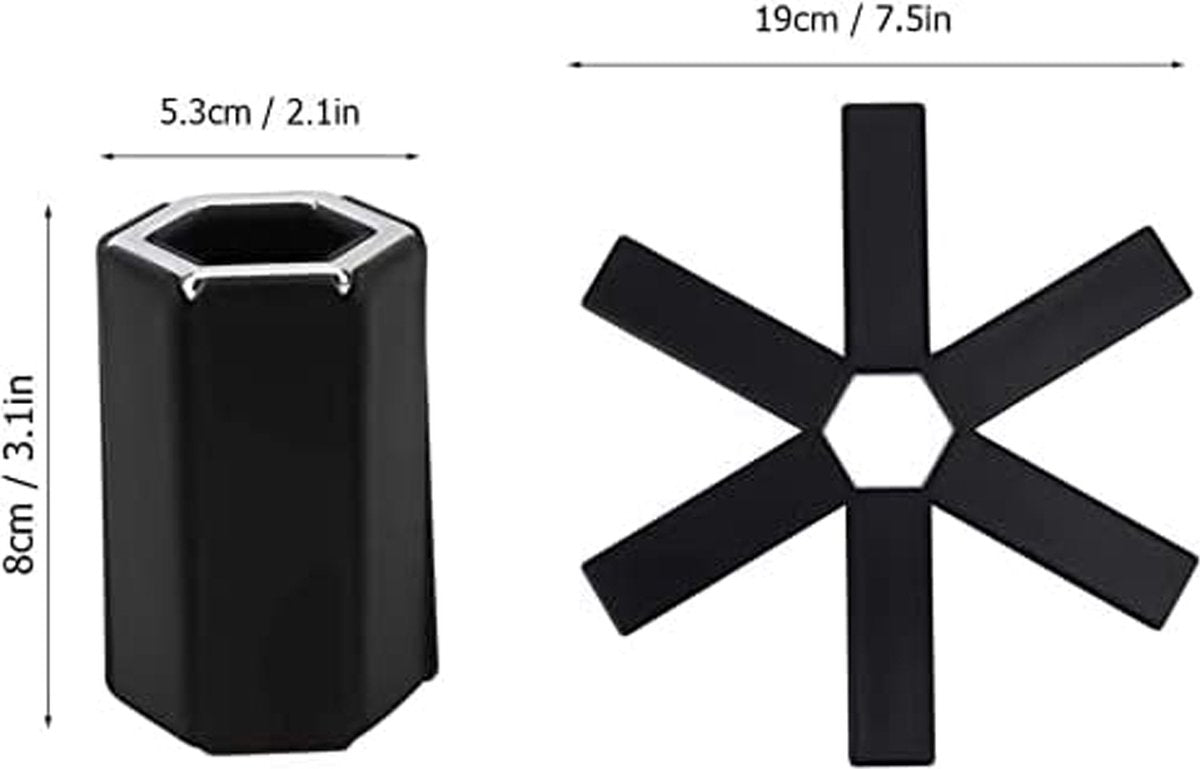 Pot Coaster - 4 Pieces - Coaster - Pot Holders - Pot Rack - Foldable - Heat Resistant - Non-Slip - Stylish Design - Practical - Foldable - Durable - Washable - For Pots, Pans, Bowls - Black