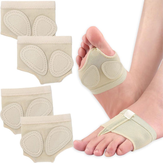 Forefoot Cushion - Heel Insoles - Anti-Slip Forefoot Insoles Heel Protection - Toe Protector Cushion - Anti-Slip Sock Pads - Fit All - Shock Absorbing - Set of 4 - Beige