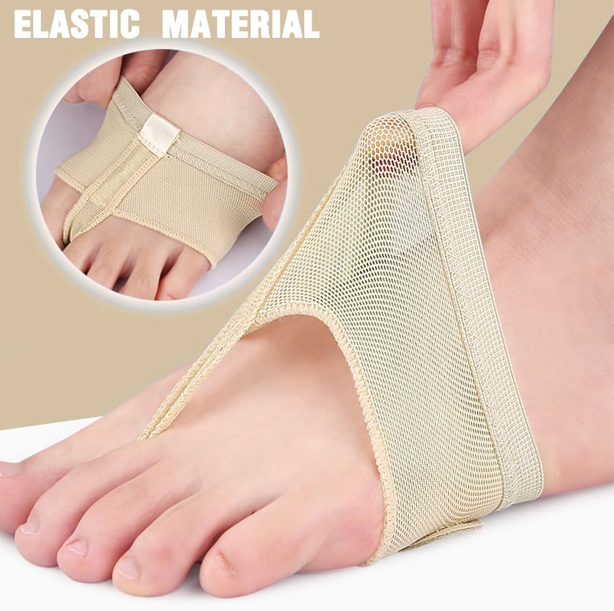 Forefoot Cushion - Heel Insoles - Anti-Slip Forefoot Insoles Heel Protection - Toe Protector Cushion - Anti-Slip Sock Pads - Fit All - Shock Absorbing - Set of 4 - Beige