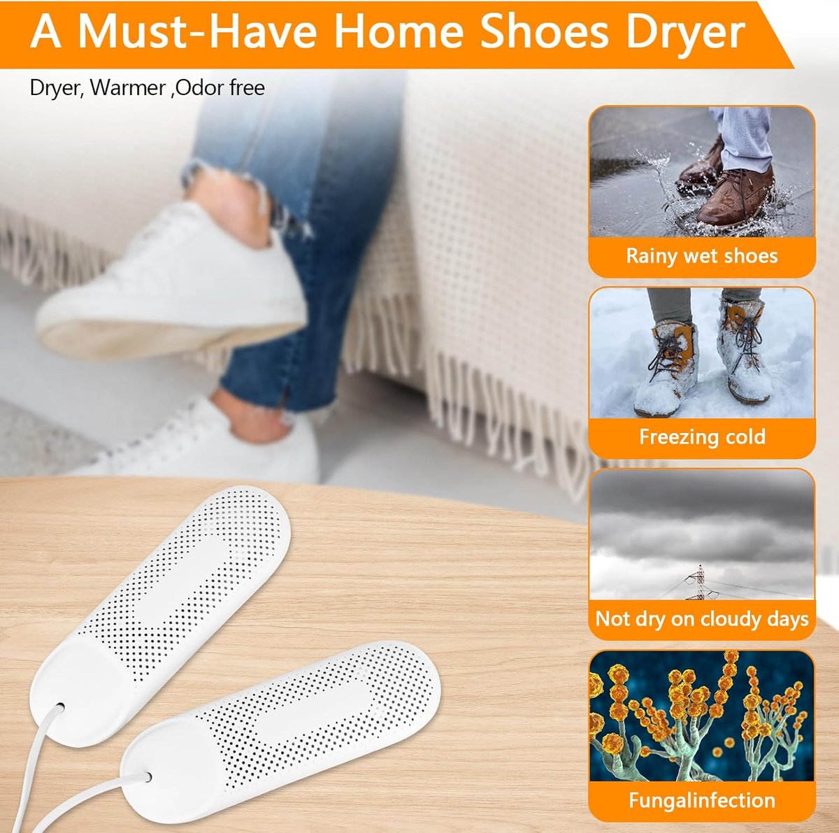 Shoe Dryer Size 36-44 - Shoe Freshener - Ozone & Drying Function - Shoe Dryer - Shoe Warmer - Electric Shoe Dryer - For Drying and Removing Odors - For Shoes, Gloves, Socks