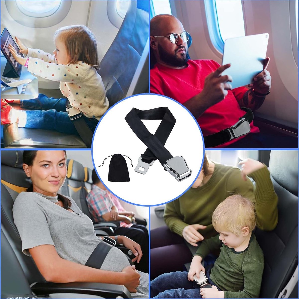 Seatbelts - Seatbelt Extender - Seatbelt Extension - 80cm - Car Seatbelt Extender - Universal - Comfortable - Airplane Seatbelt Extender - Universally Adjustable Airplane Seat - Maternity Belt - For Obese People - With Storage Bag