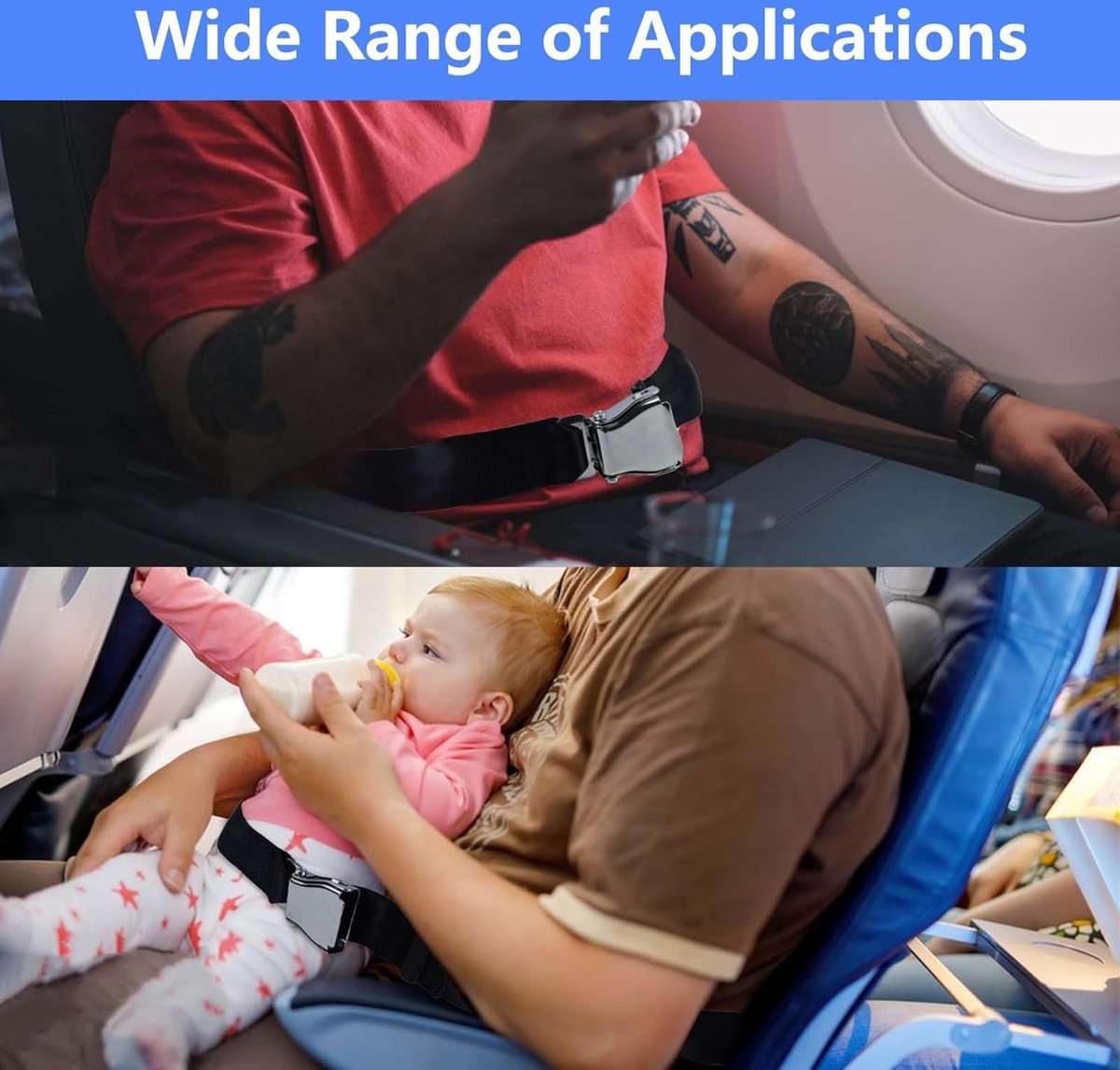 Seatbelts - Seatbelt Extender - Seatbelt Extension - 80cm - Car Seatbelt Extender - Universal - Comfortable - Airplane Seatbelt Extender - Universally Adjustable Airplane Seat - Maternity Belt - For Obese People - With Storage Bag