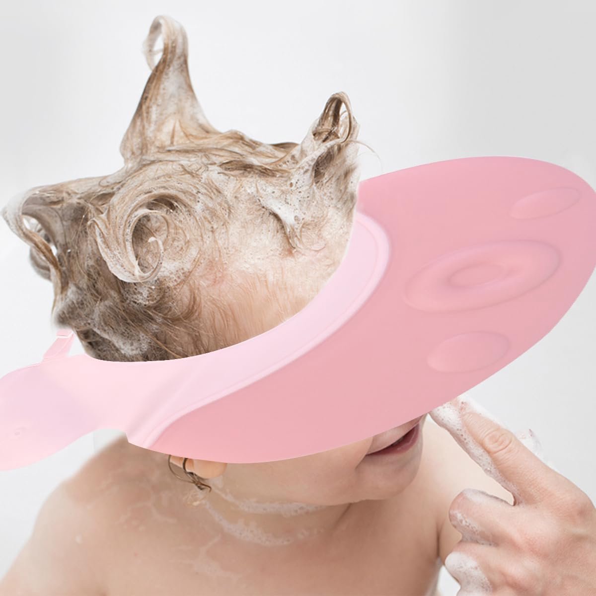 Shower cap - Shower cap - Bath cap - Baby shower cap - Child's hair washing aid cap - Shower cap - Shower cap for children - Silicone bath and shower cap - Cap - Adjustable - For toddler and baby - Pink
