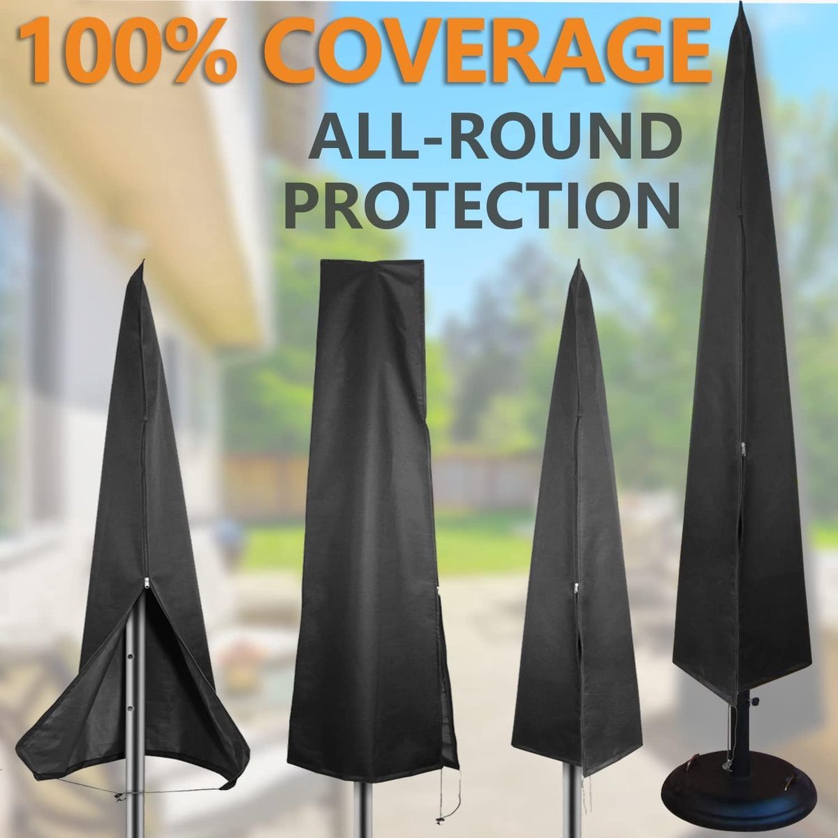 Parasol Cover - 190×50×30cm - Standing Parasol - Sturdy & Durable - Waterproof Parasol Cover 600D - With Zipper, Drawstring and Storage Pouch - Waterproof / Dustproof / Weatherproof - Khaki - For Cantilever Parasol and Standing Parasol