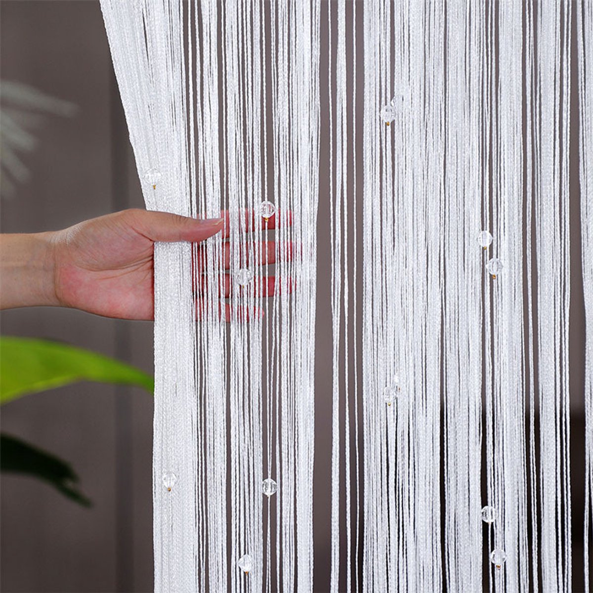 Door Curtain - 100 * 200 cm - Fly Curtain - Decorative Curtain - Plastic Fly Curtain - Easy Installation - Luxury Door Screen - Fly Screen Curtain - Beige