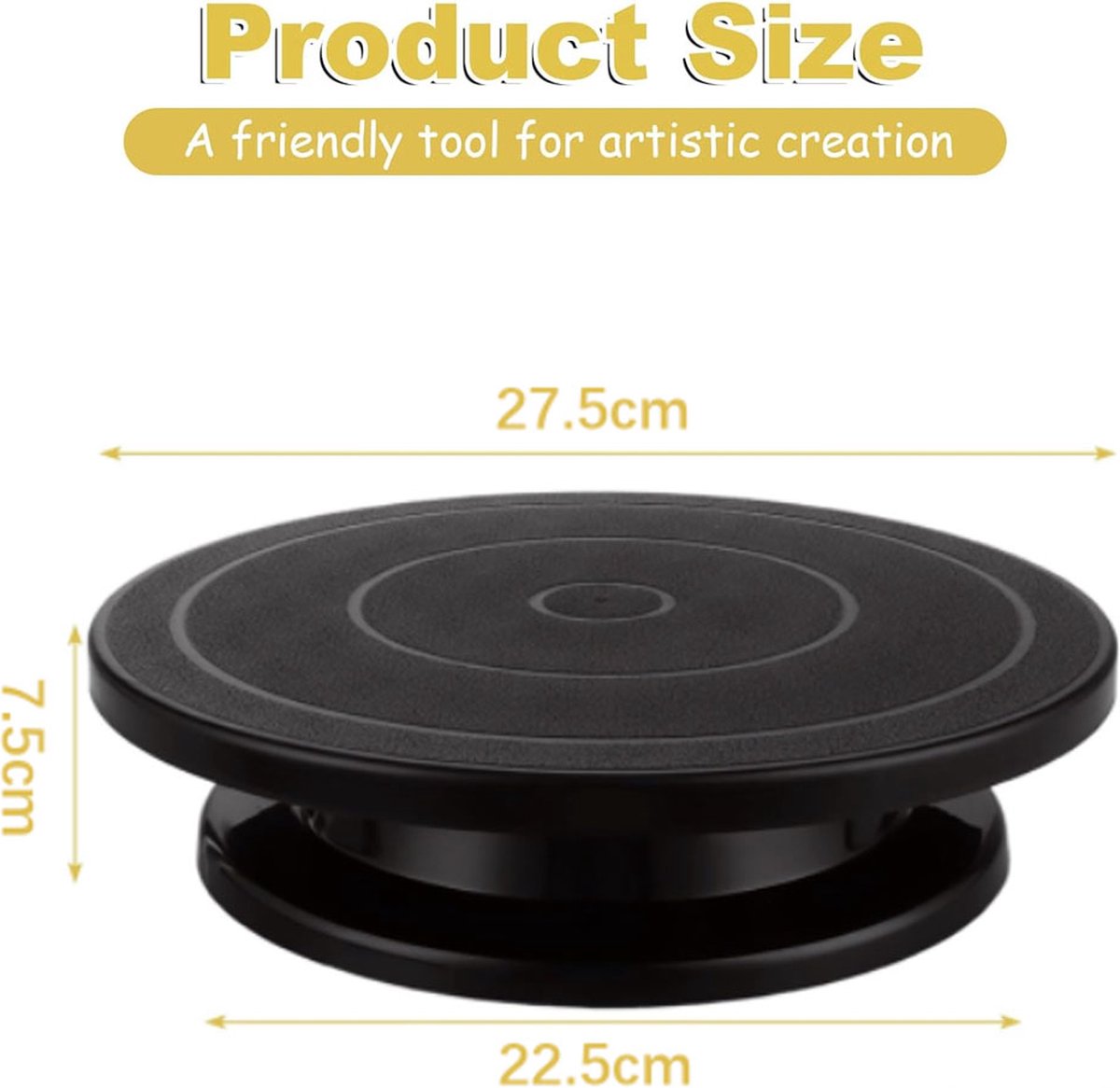 Rotating Cake Stand - Cake Turntable - Cake Stand with Base - Cake Dish - Cake Plate - Cake Plate - Cake Stand - Cake Stand - ø 28cm - Turntable - Anti-Slip - Cake Decoration - Baking Supplies - Cake Decorations - Cake Topper - Black
