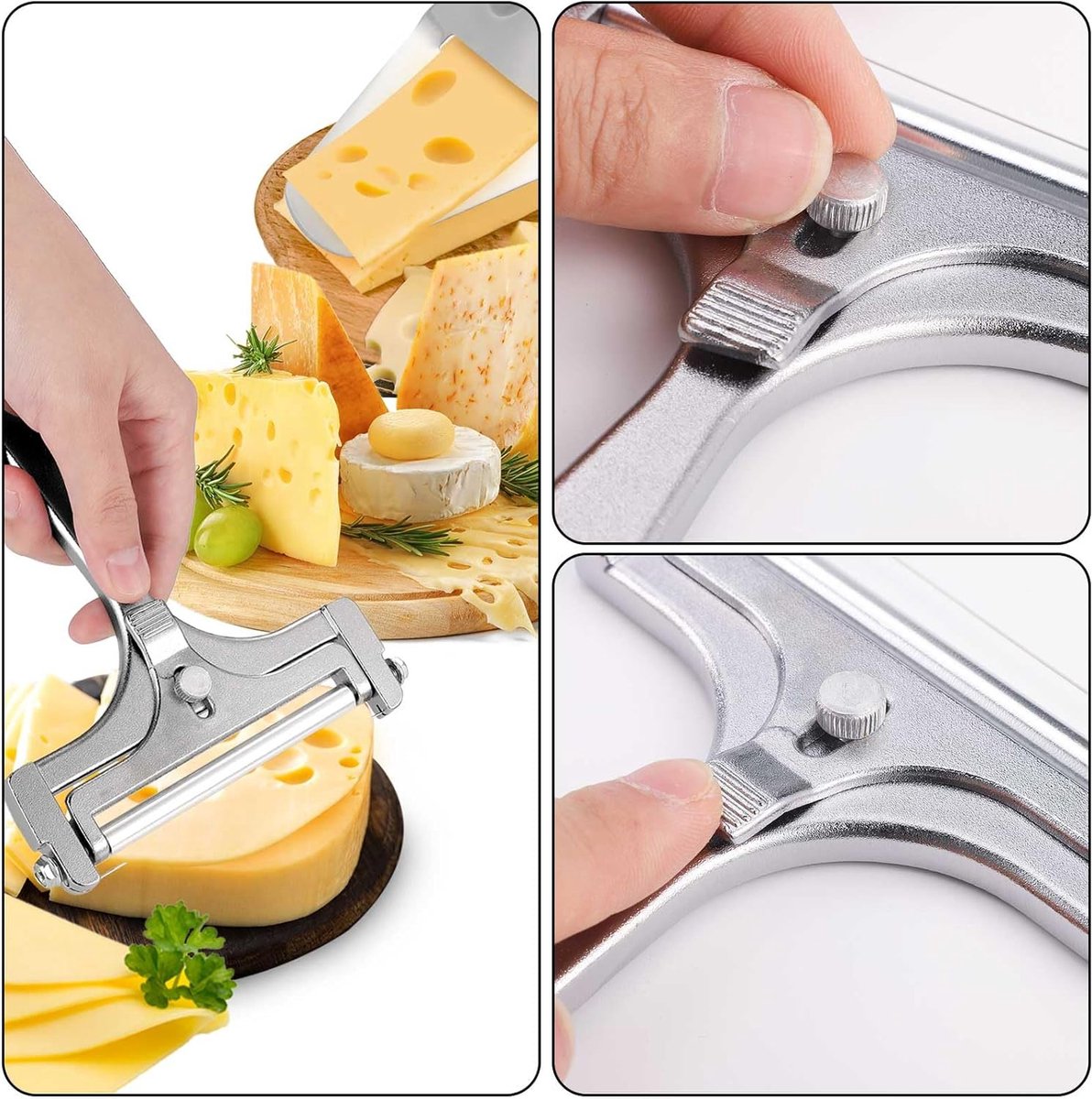 Cheese Slicer - 2-Piece Cheese Slicer Set - Cheese Grater - Cheese Cutter - Cheese Slicer for Young Cheese - Kitchen Accessories - For Block Cheese Butter - Wire Cheese Slicer