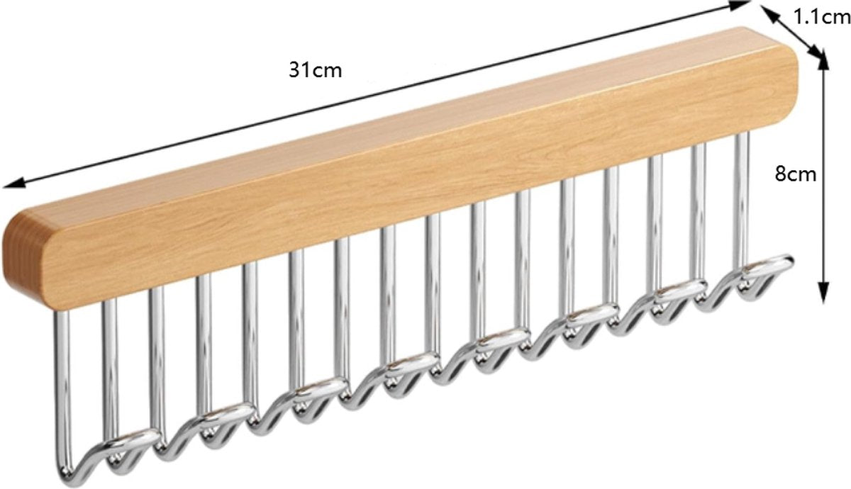 Clothes Hangers - Clothes Rod - Extendable - Hook Extendable Clothes Hanger - Non-Slip Coat Racks With 8 Hooks - Multifunctional Hanger - Multifunctional Sliding Rack - For Bras, Ties, Tank Top, Scarf, Jewelry - 31x8 Cm - 1 Piece