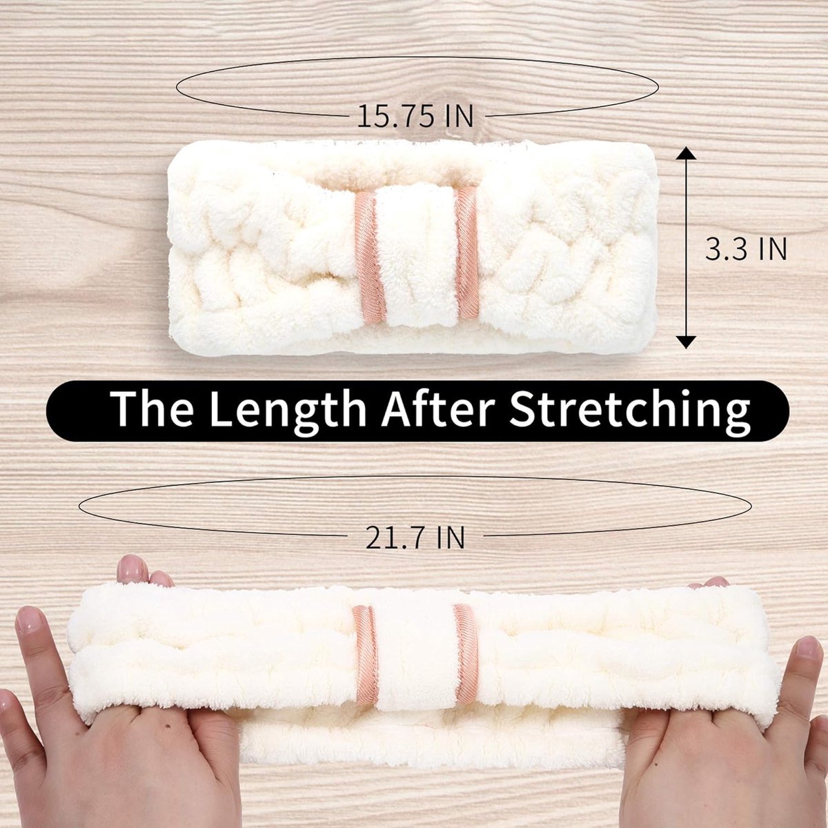 Headbands - Set of 3 - Stretchable - Face Headbands - Makeup Headbands - Cosmetic Headband - Spa Headband - Headbands for Women - Headband for Women and Girls Skincare - Off-White / Pink / Black