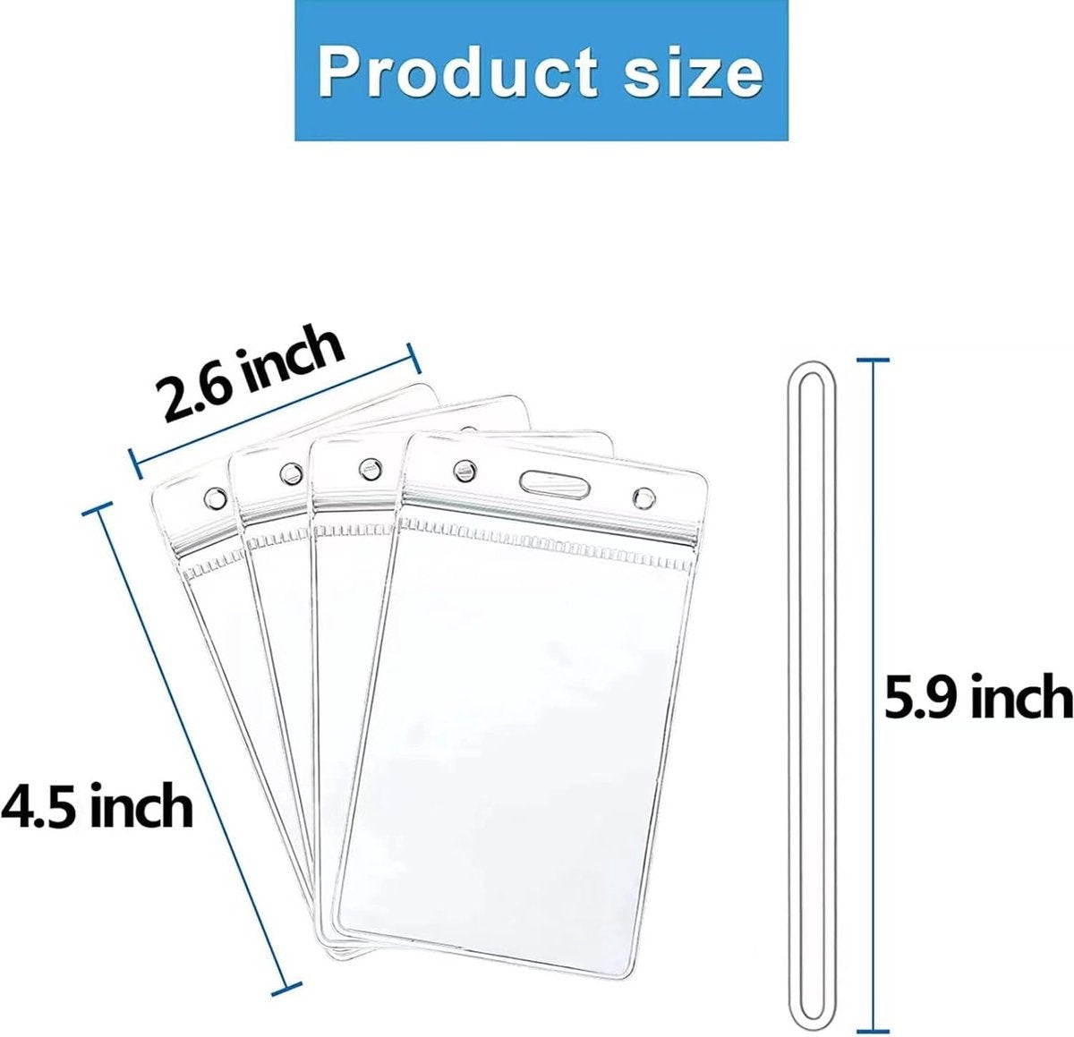 50x Badge Holder - Vertical PVC ID Badge Holders - 11x6.5cm - Name Badges - Card Badge - Transparent ID Card Holder - Name Badge Holder - Card Holder - Card Holders Name Badges - ID Card Holder - Seal - Waterproof Plastic ID Card Holder - With 50 Ring