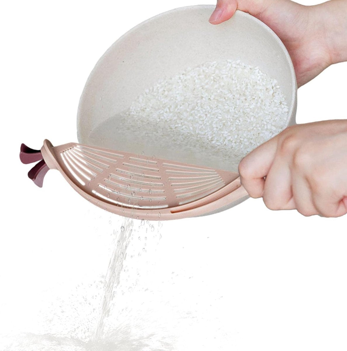 Rice Washer - Colander - Colander for Vegetables - Rice Washing Bowl - Kitchen Colander - Colander for Washing Rice - Vegetable Fruit Pasta Sieve Draining Rack - For Washing and Draining Rice, Fruit, Vegetables, Grains, Beans - Pink