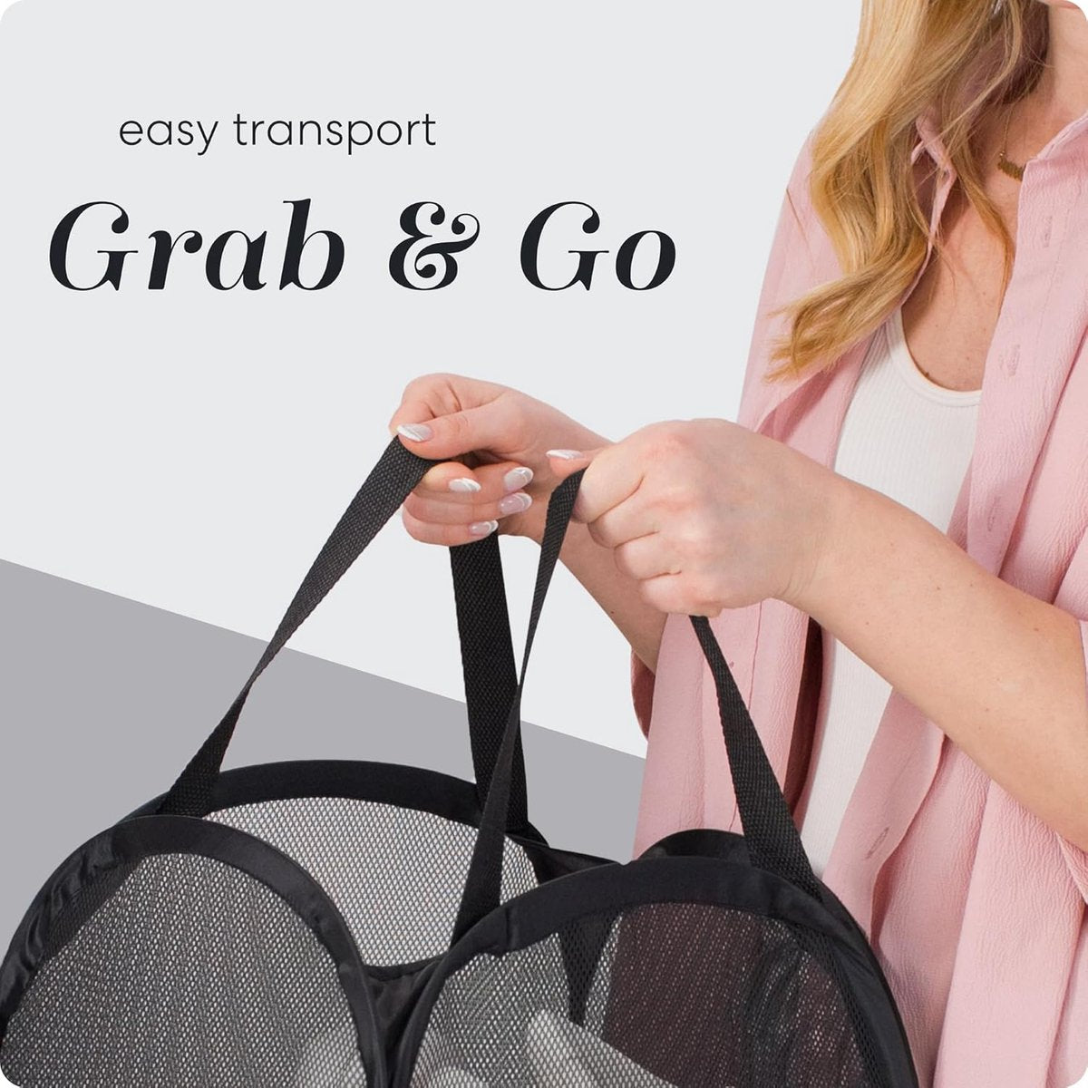 Foldable Laundry Basket - 60 x 30cm - Laundry Baskets - Mesh - Breathable - Durable - Laundry Sorter - Laundry Box - Clothes Organizer - Laundry Basket - Dirty Clothes Basket - Storage Basket - Foldable Laundry Basket - Black - Portable - Space-Saving Lau