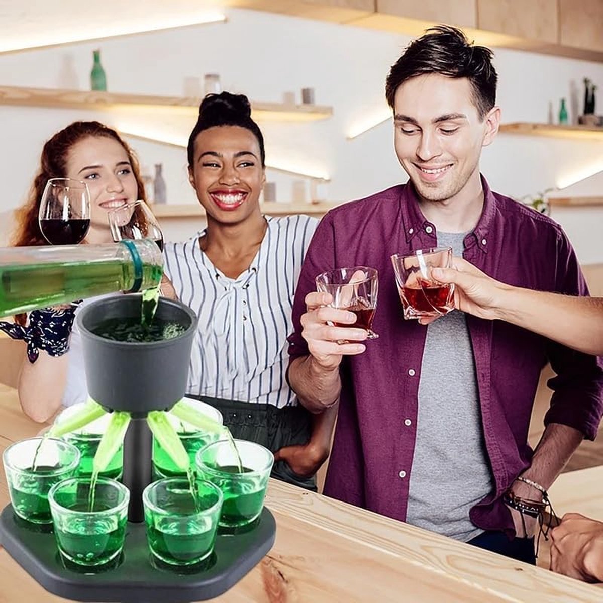 Shot Fountain - Shot Dispenser - Drink Dispenser - Shot Dispenser - Alcohol Dispenser - Shot Glasses - Drinks - Game - Party - For 6 Shot Glasses - For 6 People New Year New Year's Party Drinking Games - For Cocktail Party, Drinking Games