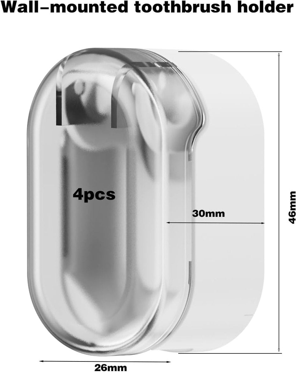 Toothbrush Holder - 4 Pieces - Electric Toothbrush Holder - Toothbrush Holder - Universal - No Drilling Required - Wall-Mounted - Brush Head Holder - Self-Adhesive Hanging Holder - Toothbrush Holder - Suitable for All Toothbrushes - White