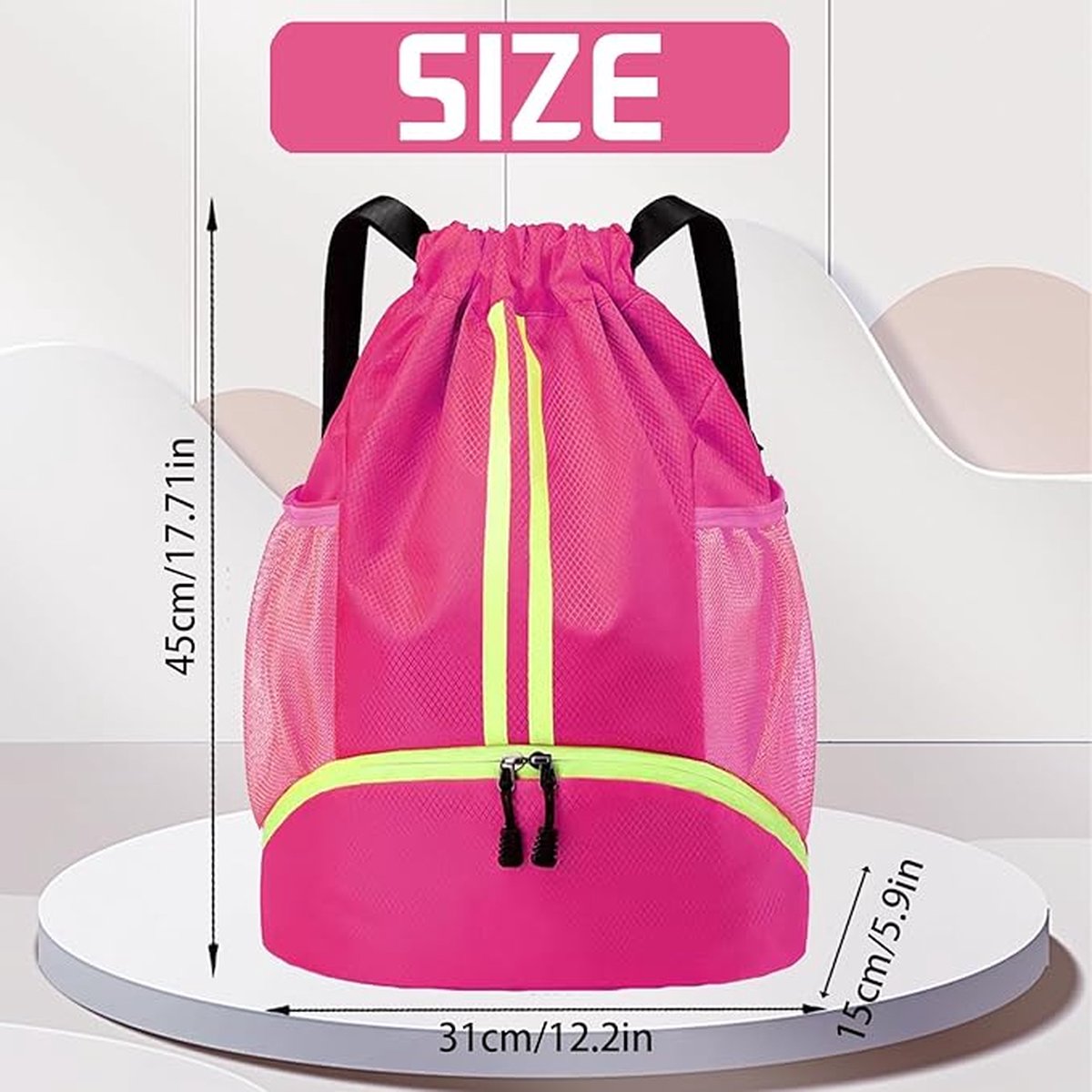Backpack - School Bag - Sports Backpack - Sports Backpack - Unisex - Practical & Stylish - With Drawstring - Adjustable - With Ball Pocket Bottom Pocket - Waterproof