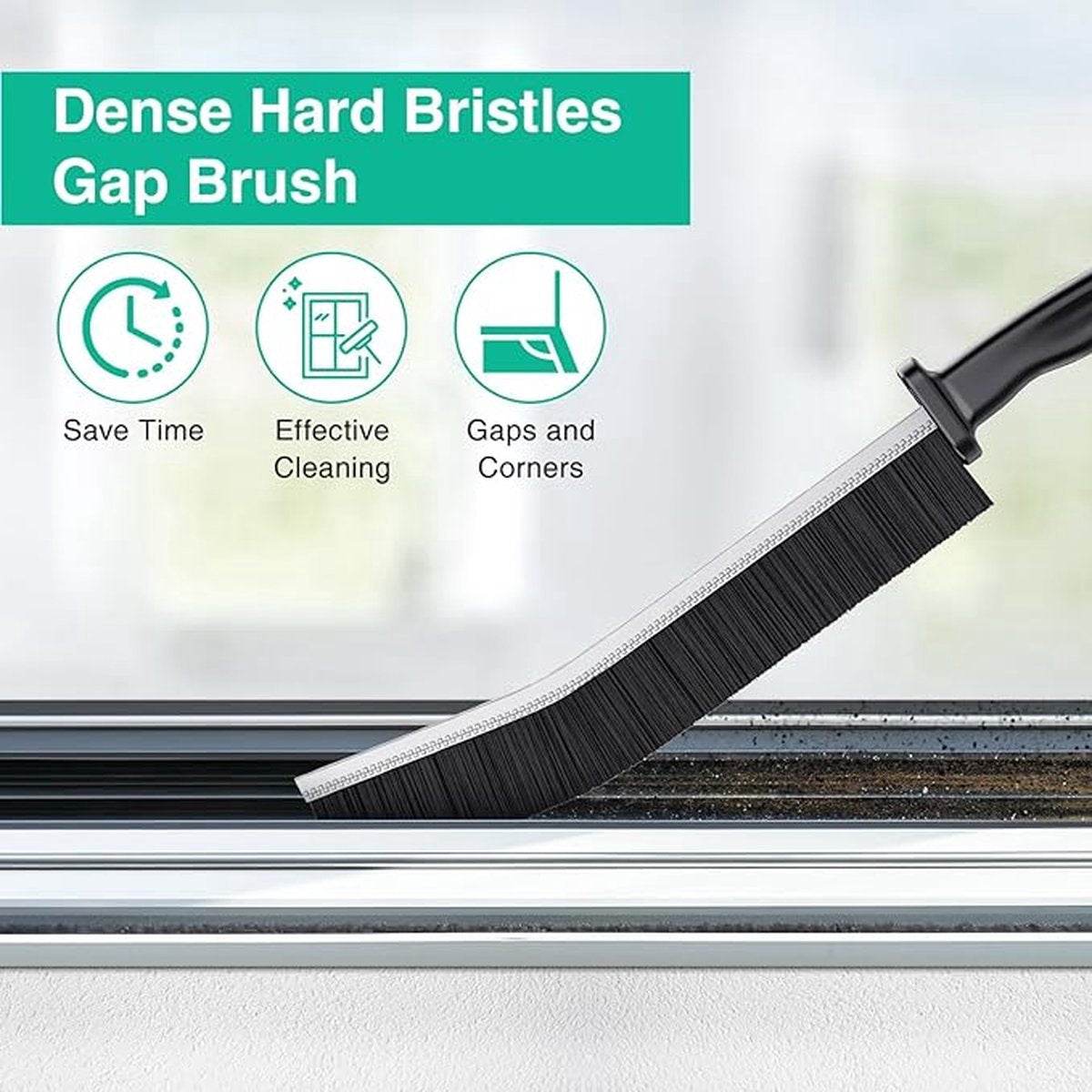 3x Hard-bristled Crevice Brush - Long Handle - Grout Brush - Narrow Cleaning Brush - Gap Cleaner - Household Cleaning Tools - Universal - For Hard-to-Reach Places - Hand Brush - Scrubbing Brush - Crevice Brush