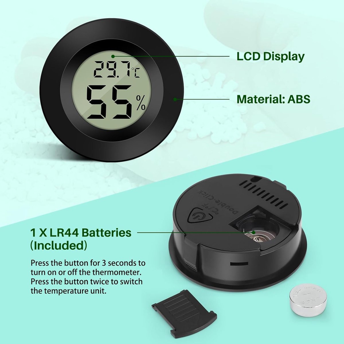 Professional Thermometer - Hygrometer - Mini - Batteries included - Indoor Hygrometer - Digital Indoor Thermometer - Garden - Garden Equipment - Universal - Practical - Durable - High quality - very suitable for Garden / daily use