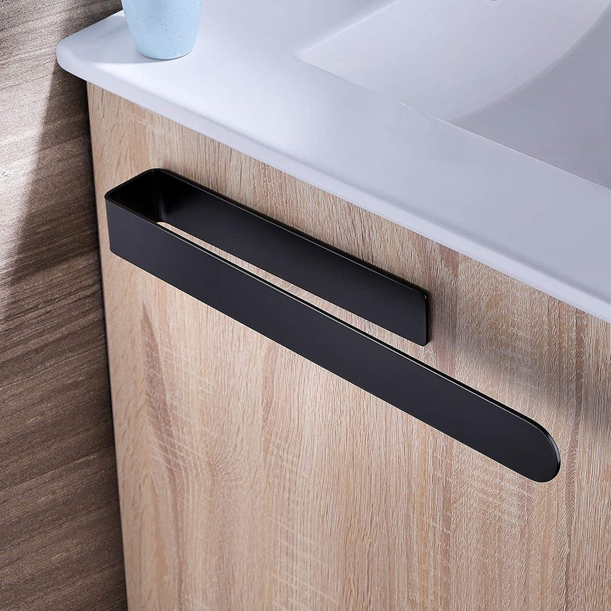 Towel Rack - Towel Holder - Towel Bar - Shower Rack - Kitchen Towel Rack - Bathroom Rack - Towel Holders - Modern Bathroom Organizer - Stainless Steel - No Drilling Required / Self-Adhesive - 37 cm - Black