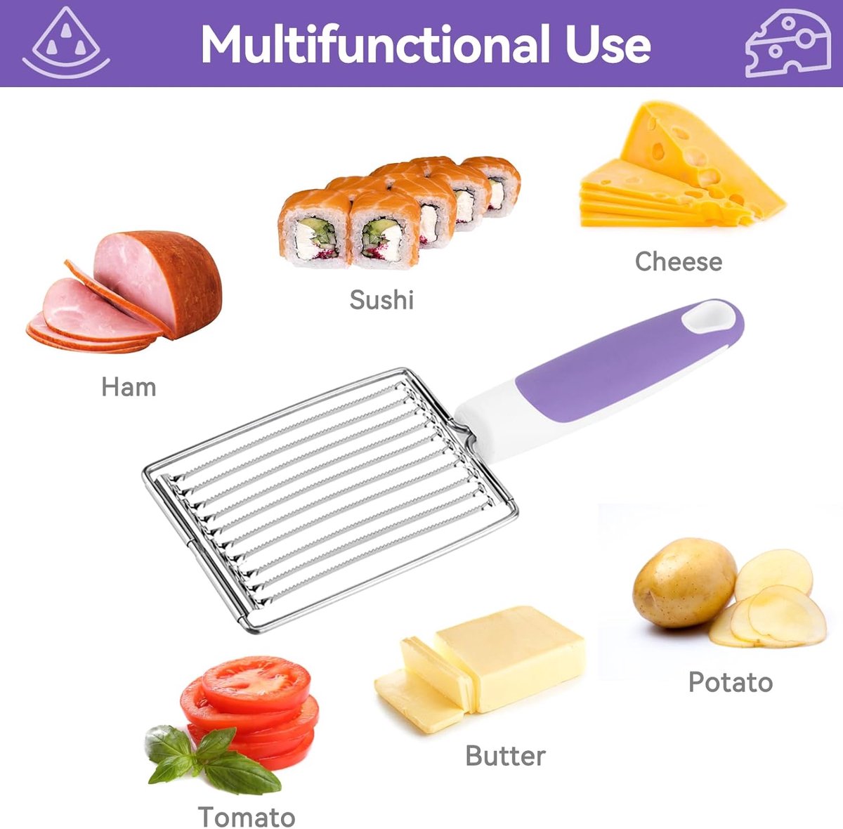 Egg Slicer - Professional Lunch Meat Slicer - Multifunctional Boiled Egg Slicer - Potato Slicer - Tomato Slicer - Ham Slicer - Fruit Slicer - Mushroom Slicer - robust - stainless steel