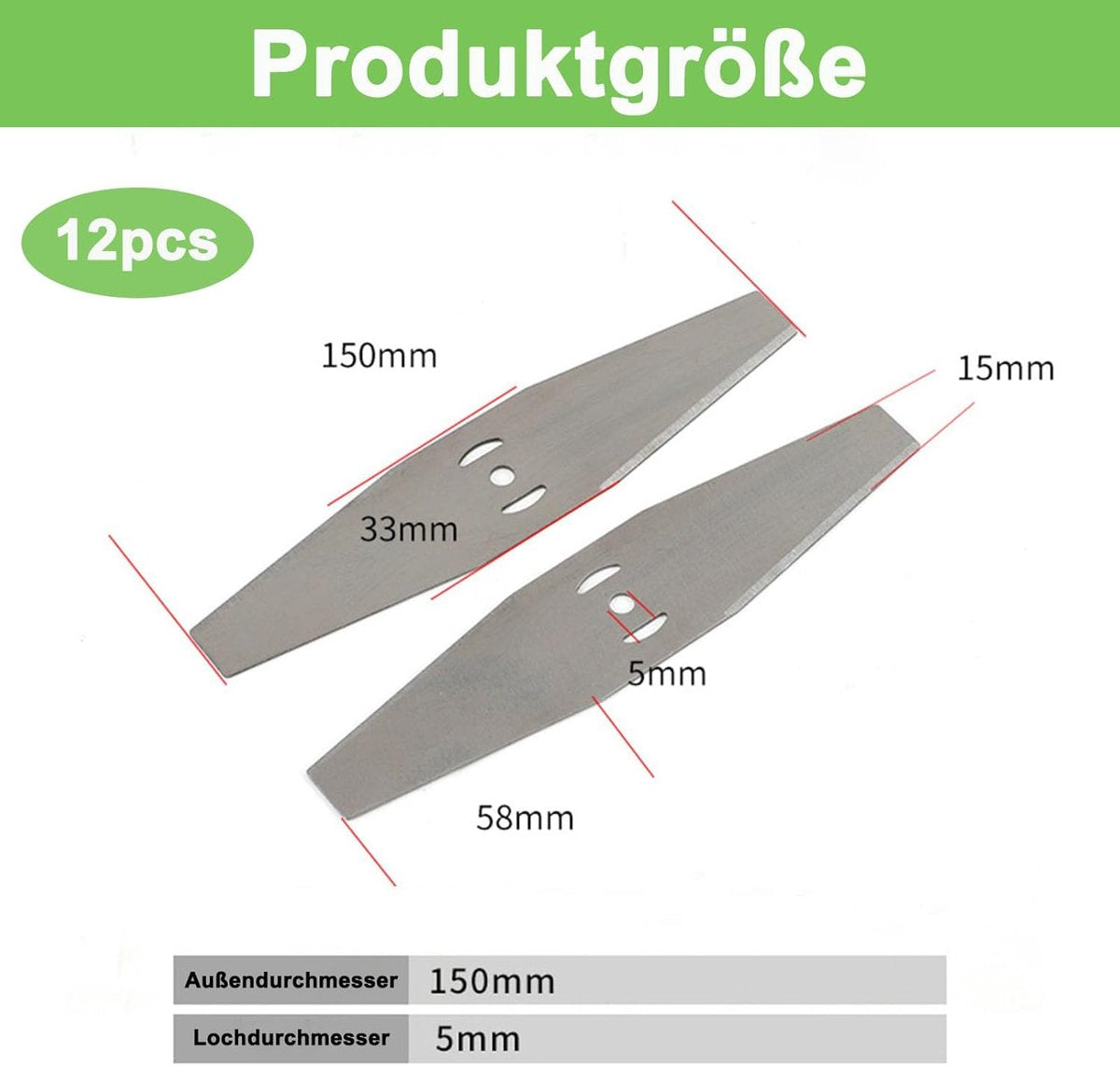 12 Pieces - Grass Trimmers Replacement Blade - 15cm General - Grass Trimmer - Brushcutter - Replacement Blades - Replacement Small Blades - Metal Grass Trimmer - Accessories - Blades - Small Blades - Suitable For All Common Lawn Mowers, Brushcutters and B