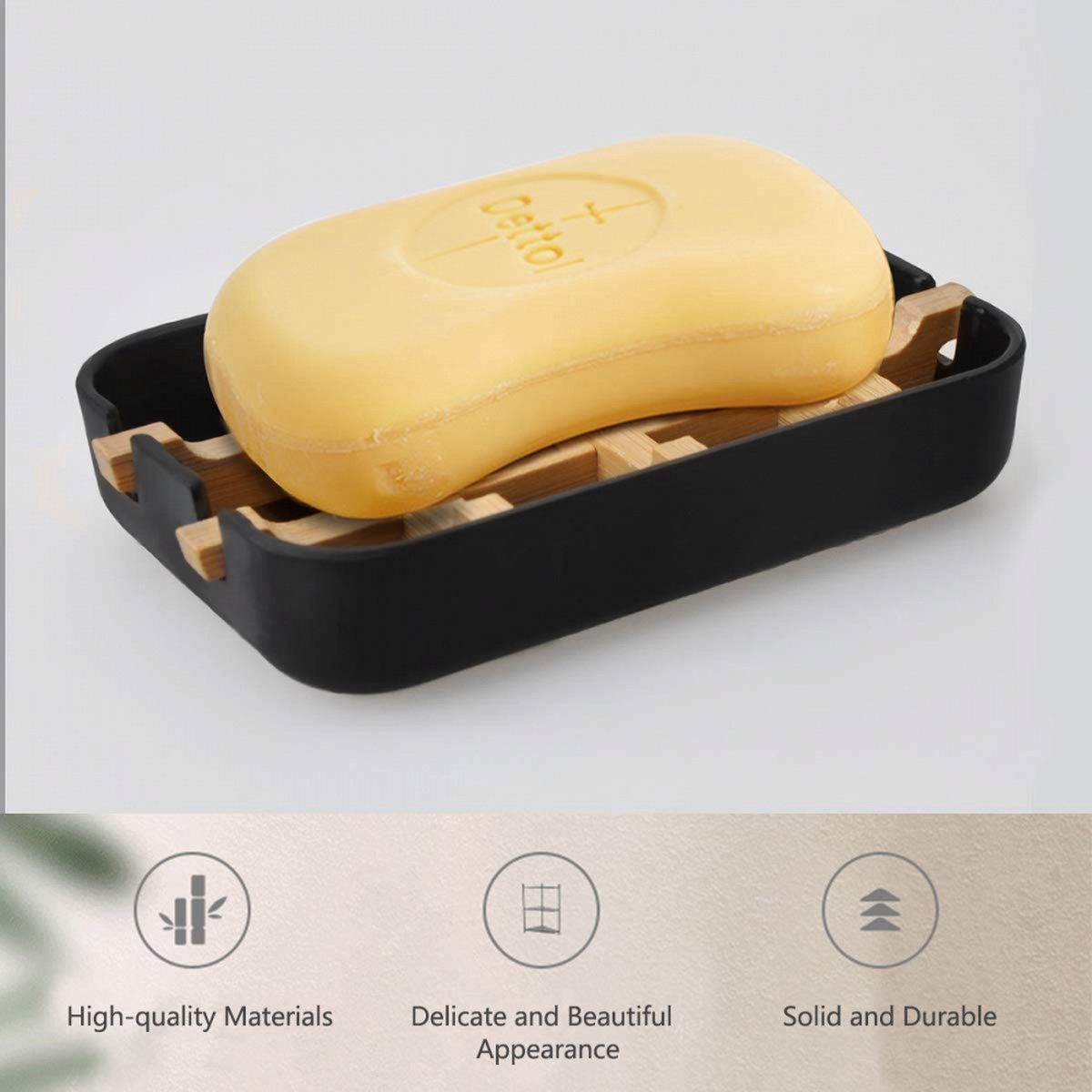 Soap Dish - 2 Pieces - Soap Holder With Drain - Bamboo Tray Soap Holder - Removable Drawer - Small Soap Dish - Soap Box - Hand Soap - Shower - Bathroom - Bathroom Accessories - Keep Soap Dry And Hygienic - Black
