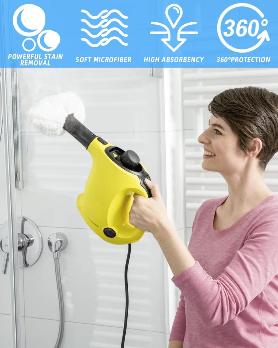 Accessory Set Suitable For Kärcher Easyfix Sc1, Sc2, Sc3, Sc4 & Sc5 - Steam Cleaner Accessories - Replacement Microfiber Cloths - Mop Pad - 8-Piece - Replacement Parts - Powerful Stain Removal - Hard-to-Reach Places