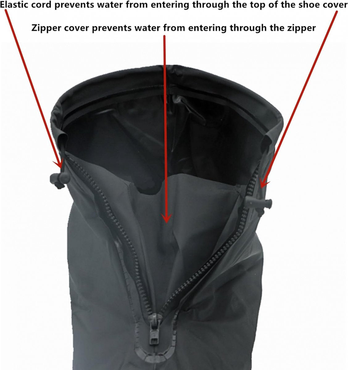 Waterproof Shoe Covers - Rain Shoe Covers - With Zipper and Drawstring - Waterproof Shoe Protectors - Motorcycle Scooter Bicycle Shoe Cover - Shoe Rain Cover - Shoe Cover - Shoe Covers - Anti-Slip - Size 37-38 - Black
