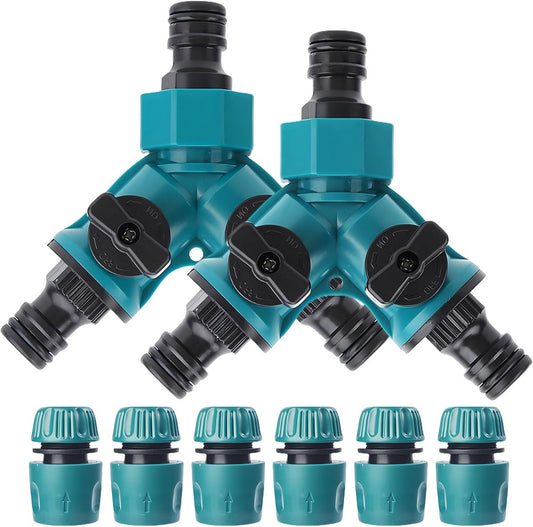 Y-Piece Tap Splitter - 2-Way Y-Manifold with 2 Separate Shut-off Valves - 2-Way Y-Manifold for a G 3/4" Water Connection with 1/2" Hose Connection - For Home and Garden Use - G 3/4" Water Distributor