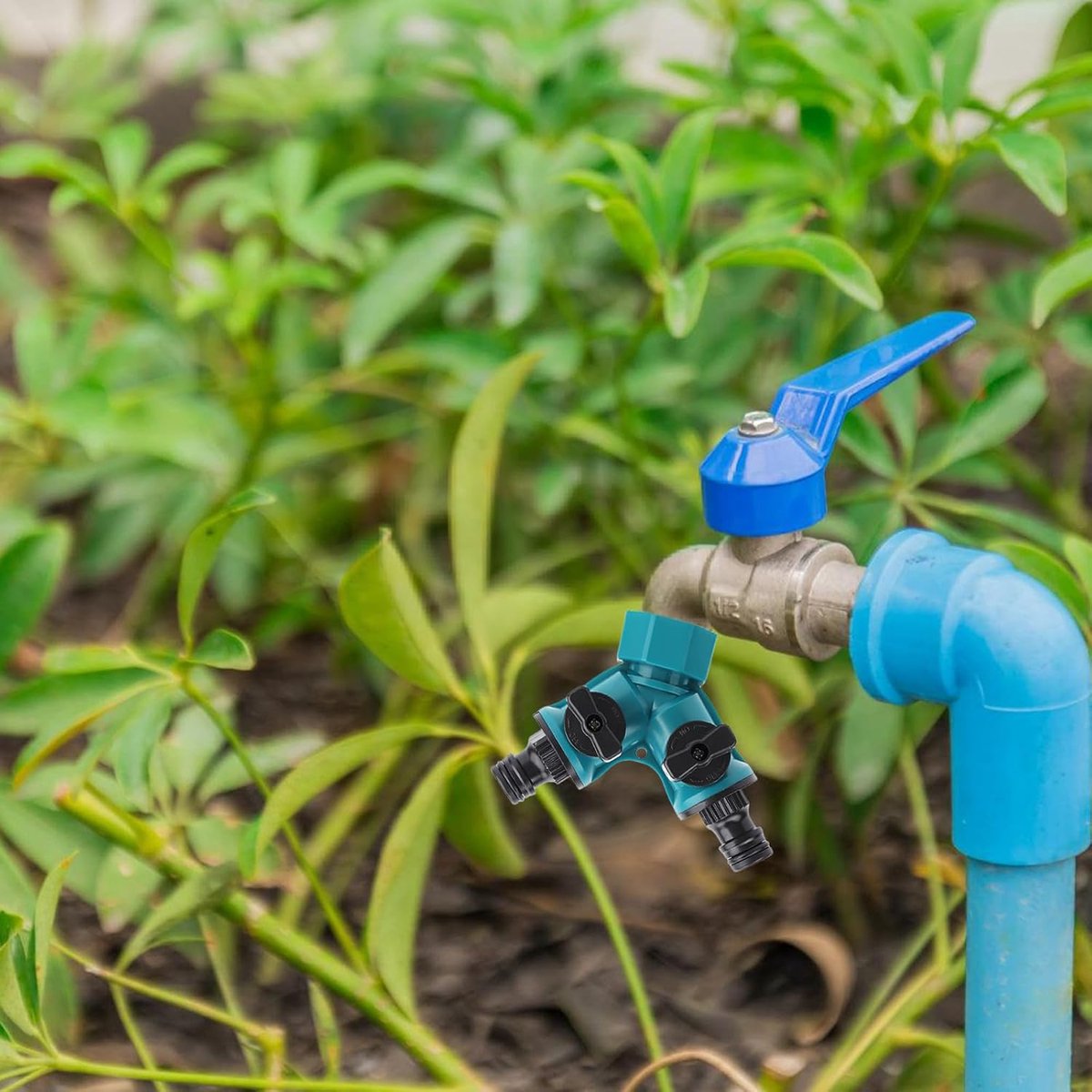 Y-Piece Tap Splitter - 2-Way Y-Manifold with 2 Separate Shut-off Valves - 2-Way Y-Manifold for a G 3/4" Water Connection with 1/2" Hose Connection - For Home and Garden Use - G 3/4" Water Distributor